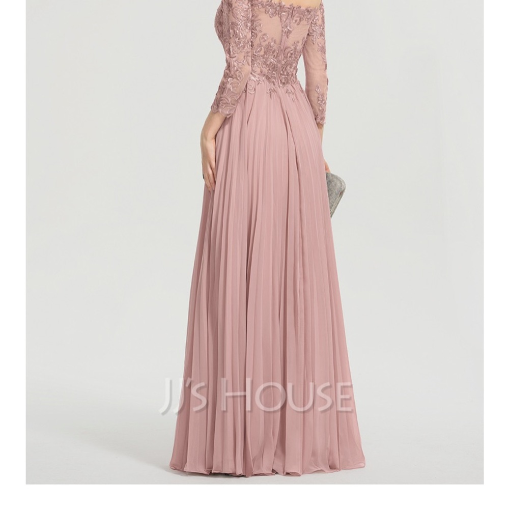 JJs  House off the shoulder chiffon. Color : Dusty Rose. Size : US 12